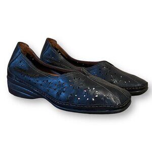 Spring Step Womens Raven Loafer Sz 39 9 Black Leather Comfort Shoe Wedge Slip On